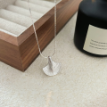 wholesale S925 Sterling Silver Minimalist 3D Fan Pendant Necklace for Women, Small Niche Design with High-End Feel, Nature-Inspired Collarbone Chain, New Trend-0-2
