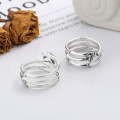 wholesale S925 Sterling Silver Vintage Small Fresh Pastoral Style Bamboo Joint Design Ring, Elegant and Gentle Adjustable Open Finger Ring-0-1