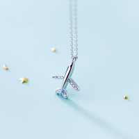 wholesale S925 Sterling Silver Korean-style Fashion Diamond-inlaid Airplane Pendant Temperament Personality Trend Collarbone Chain D4430-s925 silver necklace 925 silver