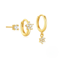 wholesale S925 Sterling Silver Floral Marquise Zircon Stud Earrings And Hoop Set-0-5