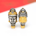 wholesale Gold-Plated S925 Ancient Silver Diety Mahakala Nine-Tailed Fox Huiwen Citipati Master Three-Passage Bead DIY Bracelet Accessory-0-9