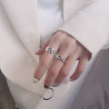 wholesale S925 sterling silver minimalist geometric irregular open ring Korean-style ins versatile index finger ring-0-3