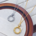 wholesale S925 Sterling Silver Circular Pendant Necklace, Fashionable Literary Niche Design High-End Twist Circle Collarbone Chain-0-1