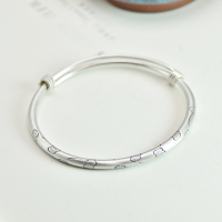 wholesale Fine Silver 9999 Solid Ginkgo Leaf Bracelet, Pure Silver Antique Style Handmade Artistic Student Thin Bangle Girlfriend Gift-Antique matte model (1000111) Pure silver