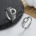 wholesale S925 Sterling Silver Double-Layer Twisted Circle Pendant Small Lock Head Ring Retro Minimalist Niche Unisex Band-0-0