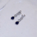 wholesale 925 Silver Gold Plated Lab-Grown Royal Blue Sapphire Ear Studs for Women, Hot Sale on Douyin and Kuaishou Live-0-1