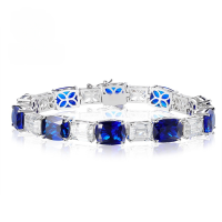 wholesale Metal material in the front, the Mu Jing Jewelry live bestseller Royal Blue full diamond bracelet 8*10 for women, a stylish and elegant luxury style-B072 Royal Blue Bracelet 18cm