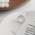 wholesale S925 Sterling Silver HJZ1025 Korean-style Ring, INS Minimalist Multi-layer Line Wrapped Open Adjustable Silver Ring-0-1