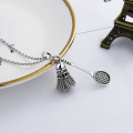 wholesale S925 Sterling Silver Retro Ethnic Style Creative Badminton Racket Pendant DIY Free Matching Necklace Pendant-0-3