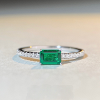 wholesale S925 Sterling Silver Emerald Ring for Women, Full Diamond, Ins Style, Minimalist Square Sugar, Square-shaped High-end Silver Ring Wholesale-Emerald Zircon-CBJZ178 9