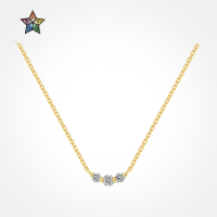 wholesale S925 sterling silver lightweight luxury Japanese and Korean women's necklace with a minimalist and elegant design featuring three zirconia inlays, exuding a high-end sense, perfect as a collarbone chain-Platinum DY190939-SW-WH>925 silver