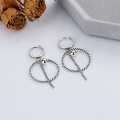 wholesale S925 Sterling Silver European and American Minimalist Twist Circle Tassel Ear Clasp Trendy Fashion Earrings-0-0