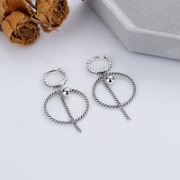 wholesale S925 Sterling Silver European and American Minimalist Twist Circle Tassel Ear Clasp Trendy Fashion Earrings-YFR087/about 4 grams