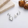 wholesale S925 Sterling Silver Korean-style Creative Light Luxury Asymmetric Pearl Heart Purple Zircon Special Edition Earrings-0-2