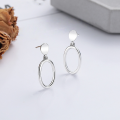 wholesale S925 Sterling Silver Korean and Japanese Minimalist Style Oval Hoop Earrings with Splice Design, Versatile and Elegant for Women-0-1