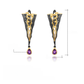 wholesale 925 Silver Designer High-End Gemstone Earrings, Italian Craftsmanship Vintage Amethyst Dangle Earrings-0-0