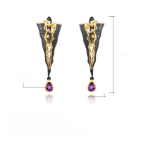wholesale 925 Silver Designer High-End Gemstone Earrings, Italian Craftsmanship Vintage Amethyst Dangle Earrings-Natural amethyst earrings