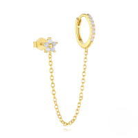 wholesale S925 Sterling Silver, New Drop-style Earrings, Versatile Ear Clips Hoops-Single gold#1&gt;925 silver