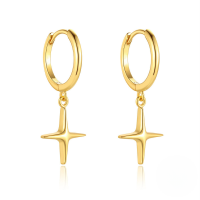 wholesale S925 Sterling Silver Retro Pearl And Zircon Cross Earrings, Popular In Europe And America, Minimalist Ins Style-Gold#3 925 Silver