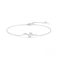 wholesale S925 Sterling Silver Ins Fun Snake Zircon Turquoise Paper Clip Bracelet-Platinum-Style 1 925 Silver