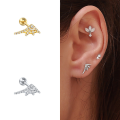 wholesale S925 Sterling Silver Creative Spiderweb Zircon Piercing Threaded Ear Studs, Ins Style Cartilage Earrings-0-1