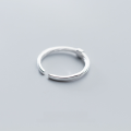wholesale 925 Sterling Silver Twisted Thin Textured Small Square Thin Adjustable Bean Ring for Women J6700-0-4