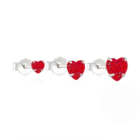 wholesale 925 Sterling Silver Classic Versatile Heart-shaped Zircon-accented Women's Earrings, 3-piece Set-Set of 3 - White Gold - Red Diamond &gt; 925 Silver