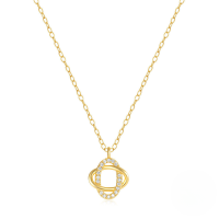 wholesale 925 Sterling Silver Geometric Oval Pendant Necklace With Zircon, Korean Style Minimalist Chain For Women-Gold 925 silver