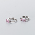 wholesale S925 Sterling Silver Exquisite Colorful Diamond Square Ear Clasp with Ins Style Design and Elegant Temperament for Women M04358-0-4