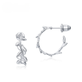 wholesale S925 sterling silver new Japanese and Korean style minimalist bud earrings, fashionable olive branch earrings, forest girl series accessories-0-4