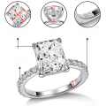 wholesale 18K Gold Plated S925 Sterling Silver Cross-Border Best-Selling 4-Carat Radiant Cut Moissanite Ring for Women-0-5