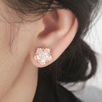 wholesale 925 Sterling Silver Summer New Fashion Five-Petal Flower Shell Cherry Blossom Women's Stud Earrings High-End Feel Best-Seller Wholesale-Rose gold 925 silver