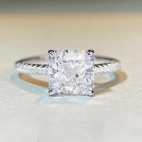 wholesale 18K Platinum Plated S925 Sterling Silver Ring with White Zircon, Cross-Border Hot Style Square Stone Four-Prong Ring-Yellow Diamond-CBJZ226 8