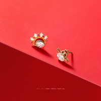 wholesale S925 silver asymmetrical earrings for women with ethnic style, opera elements, and diamond inlays, retro earrings G6430-S925 silver pair silver 925 silver