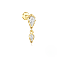 wholesale S925 Sterling Silver Geometric Kite Zircon Chain Tassel Flat Threaded Ear Cartilage Stud-Single gold #10