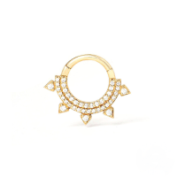 wholesale S925 Sterling Silver Double Row Zircon Spike Cartilage Earring, Piercing Ear Jewelry, European And American Style Ear Bone Clip, Ear Helix Nose Ring-Gold single