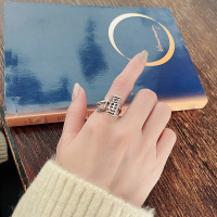 wholesale S925 Sterling Silver Vintage Hollow-Out Auspicious Pendant with Tassels Five Small Blessings Ring Five Blessings Descend Traditional Chinese Style Index Finger Ring-541J/approx. 3.6g>Adjustable opening