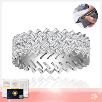 wholesale S925 Silver Gold-Plated Unisex Stacking Ring with Full Band of Rectangular Step-Cut Moissanite in Niche Design (Independent Website Exclusive)-Total 6ct US size 8