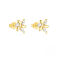 wholesale S925 Sterling Silver Fashionable Petal Zircon And Pearl Earrings, Korean Style Minimalist Studs-0-4
