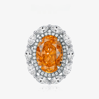 wholesale Metal material first, the Shepet new 4-carat oval ice-cut 9*13 vintage orange elegant gemstone ring for women-Padma 9*13; M5【R1952】 No.6