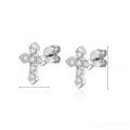 wholesale S925 Sterling Silver Cross Stud Earrings with Diamond Inlay, Trendy and Fashionable High-End Retro Jewelry-0-6