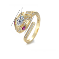 wholesale 18K Gold Plated S925 Sterling Silver Moissanite Fashionable Elegant Serpent Ring in Hot Pink-0-5