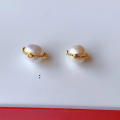 wholesale S925 gold-plated silver with natural pearl, lotus, butterfly, bow, and lily of the valley through-hole charm bracelet accessory DIY semi-finished product-0-7