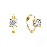 wholesale 925 Sterling Silver New Super Sparkling Single Zircon Versatile Fashion Ear Hoop Ear Clasp Earrings-gold