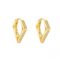 wholesale S925 Sterling Silver Geometric Rhombus Zircon Marquise Stackable Versatile Ear Cuffs-Gold#3 925 Silver