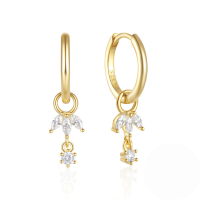 wholesale S925 Sterling Silver Marquise Zircon Ear Hoops,ins-Gold 925 silver