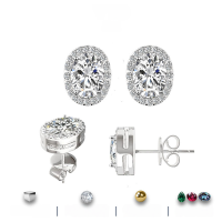 wholesale 925 Sterling Silver Oval Moissanite Earrings Women Summer New Fashion Ins Versatile Ear Cartilage Studs Simple High-end Earrings-White a pair of 1 carat Moissanite (50 points each)