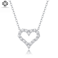wholesale S925 Silver Korean Minimalist Elegant Heart Pendant Necklace, Tarnish-Free for Women, Moissanite Everyday Versatile Collarbone Chain-0-1