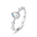 wholesale S925 Silver Japanese and Korean New Light Luxury Style Women's Ring with Synthetic Opal Inlaid, Designed Adjustable Opening Ring for Wholesale-0-0