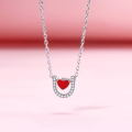 wholesale S925 Sterling Silver Heart-shaped U-shaped Two-in-One Pendant Necklace for Women, Fashionable, High-end, Korean Style, Minimalist, Niche, Versatile-0-0